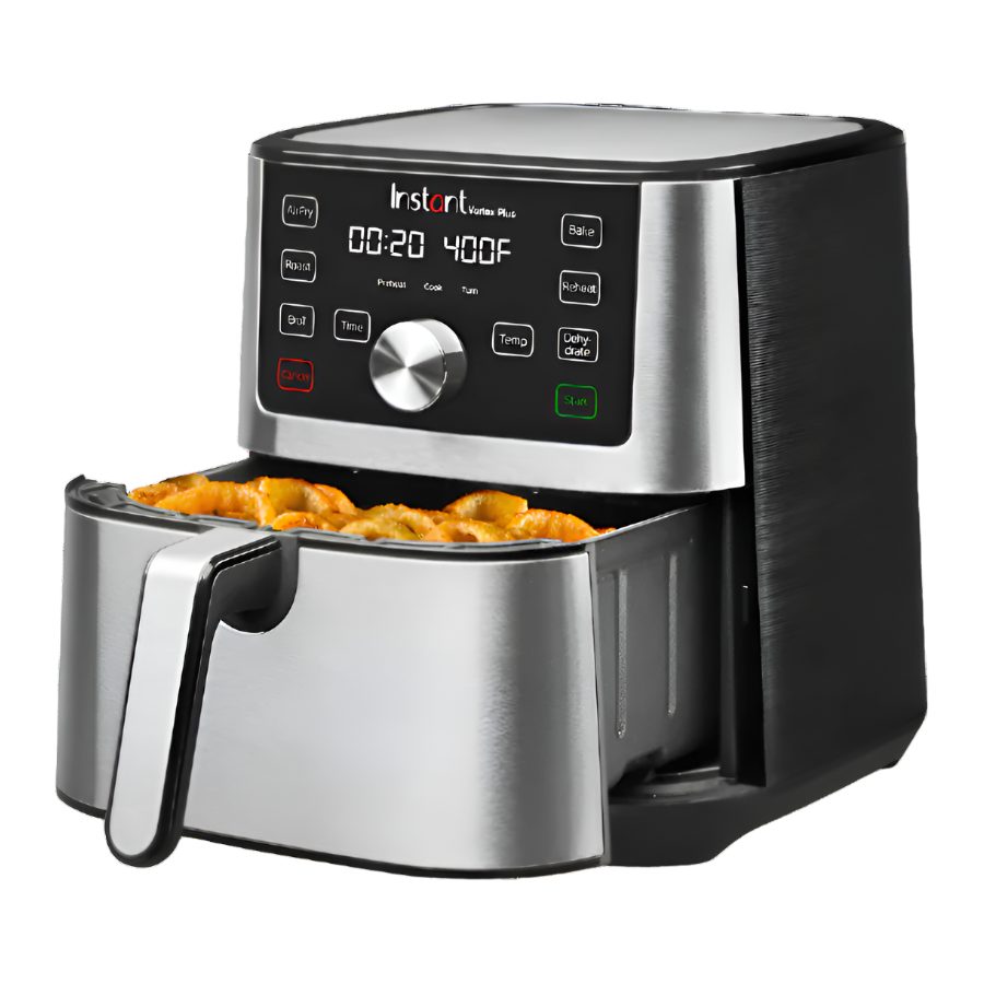 Instant Vortex Plus 6-quart air fryer with its basket drawer open
