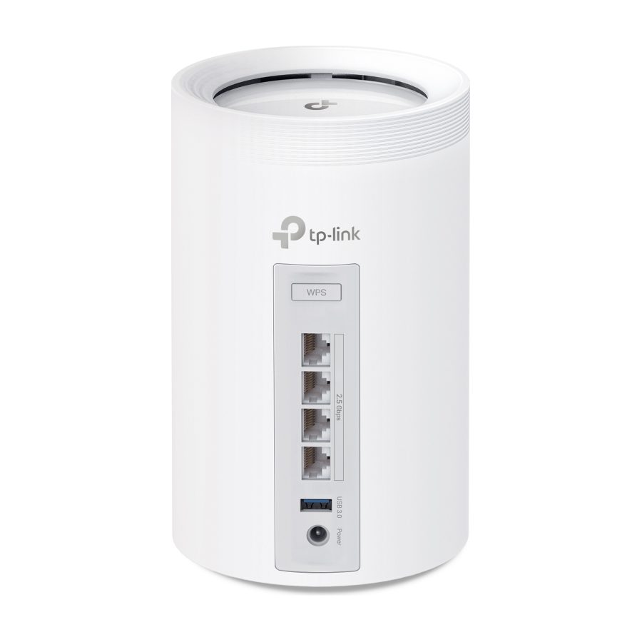 TP-Link Deco BE63 tower mesh unit showing its Ethernet ports
